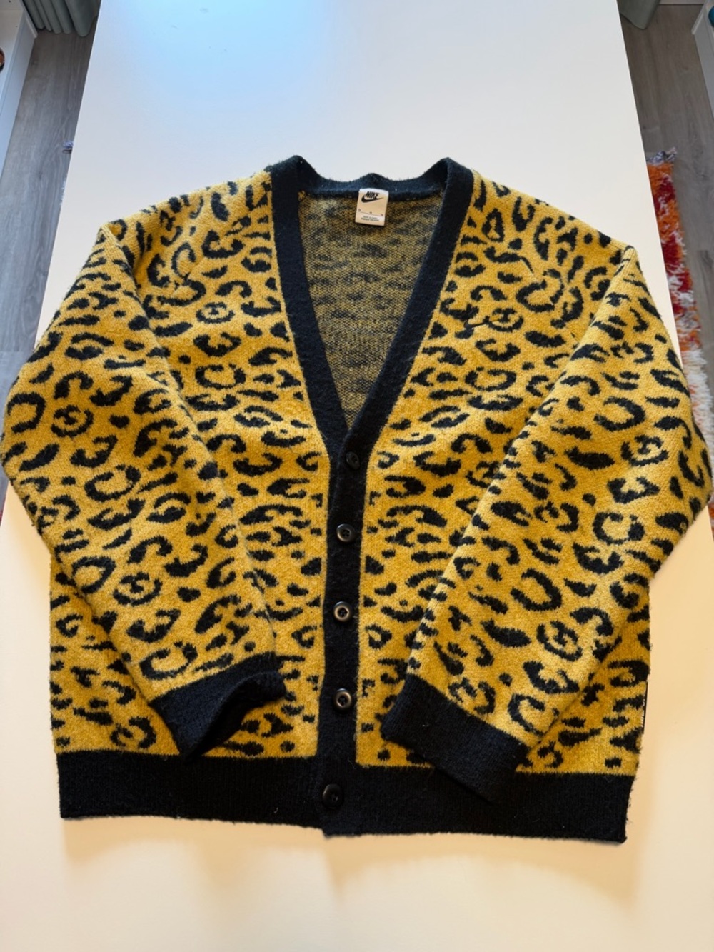 Nike Yellow and Black Leopard Jacquard Cardigan